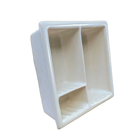 Recessed Shampoo Soap Porcelain 3 sections Biscuit Matte
