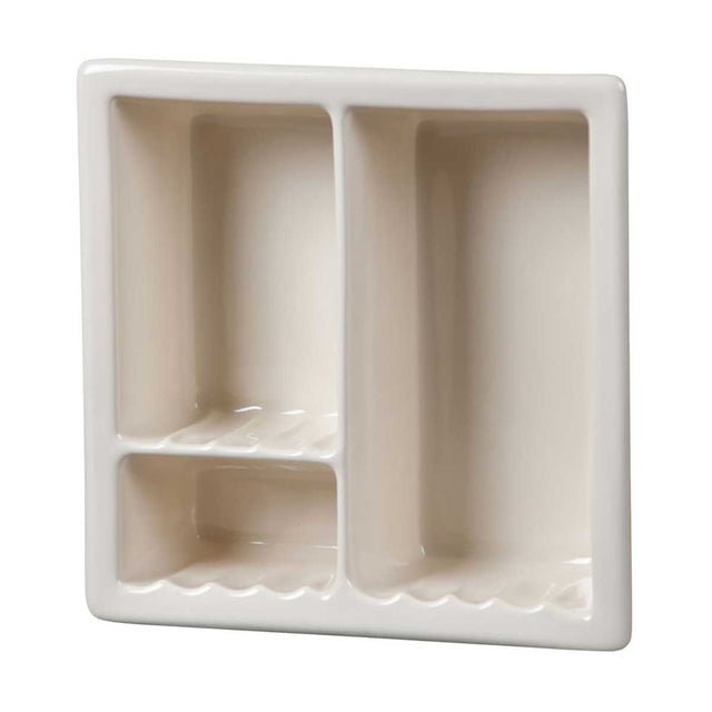 Recessed Shampoo Soap Porcelain 3 sections Parchment Matte