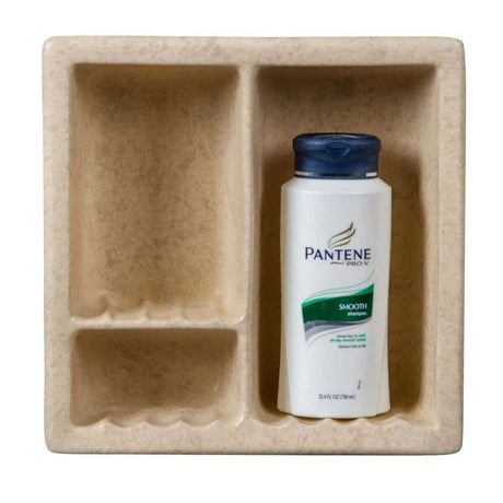 Recessed Shampoo Soap Porcelain 3 sections Sterling Silver