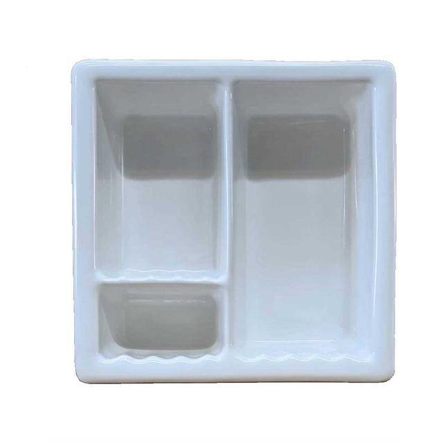 Recessed Shampoo Soap Porcelain 3 sections Ice White
