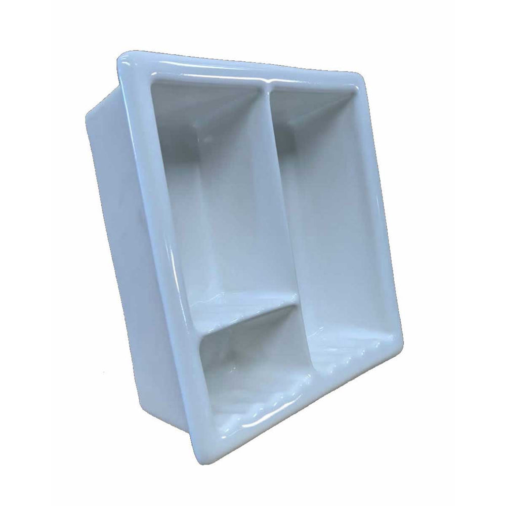 Recessed Shampoo Soap Porcelain 3 sections Ice White