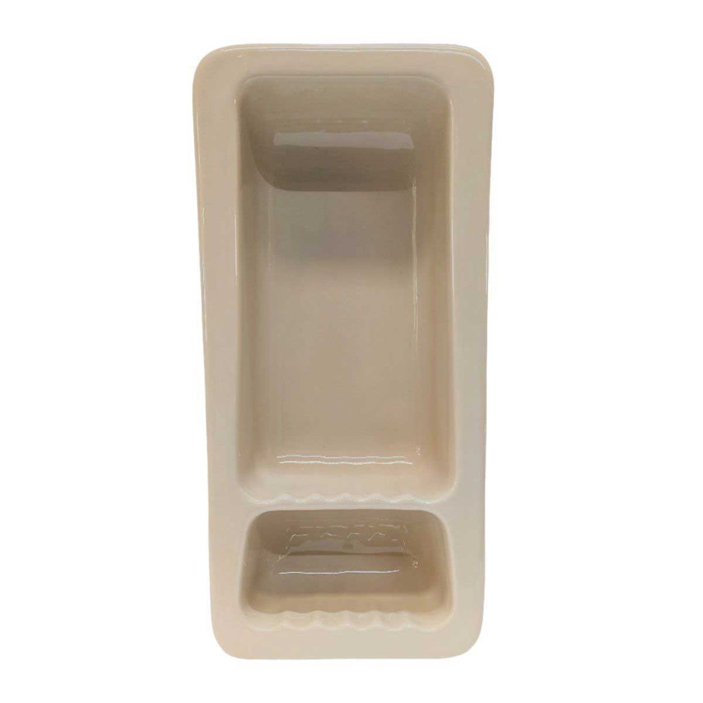 Recessed Shampoo Soap Porcelain Narrow Parchment Glossy