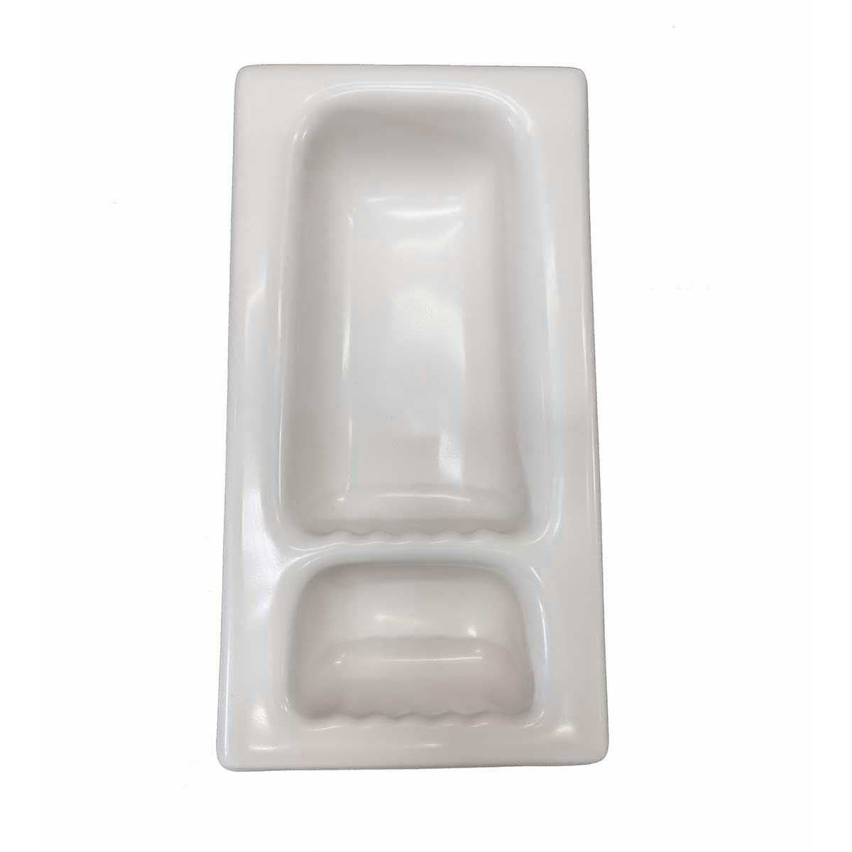 Recessed Shampoo Soap Porcelain Narrow White Matte