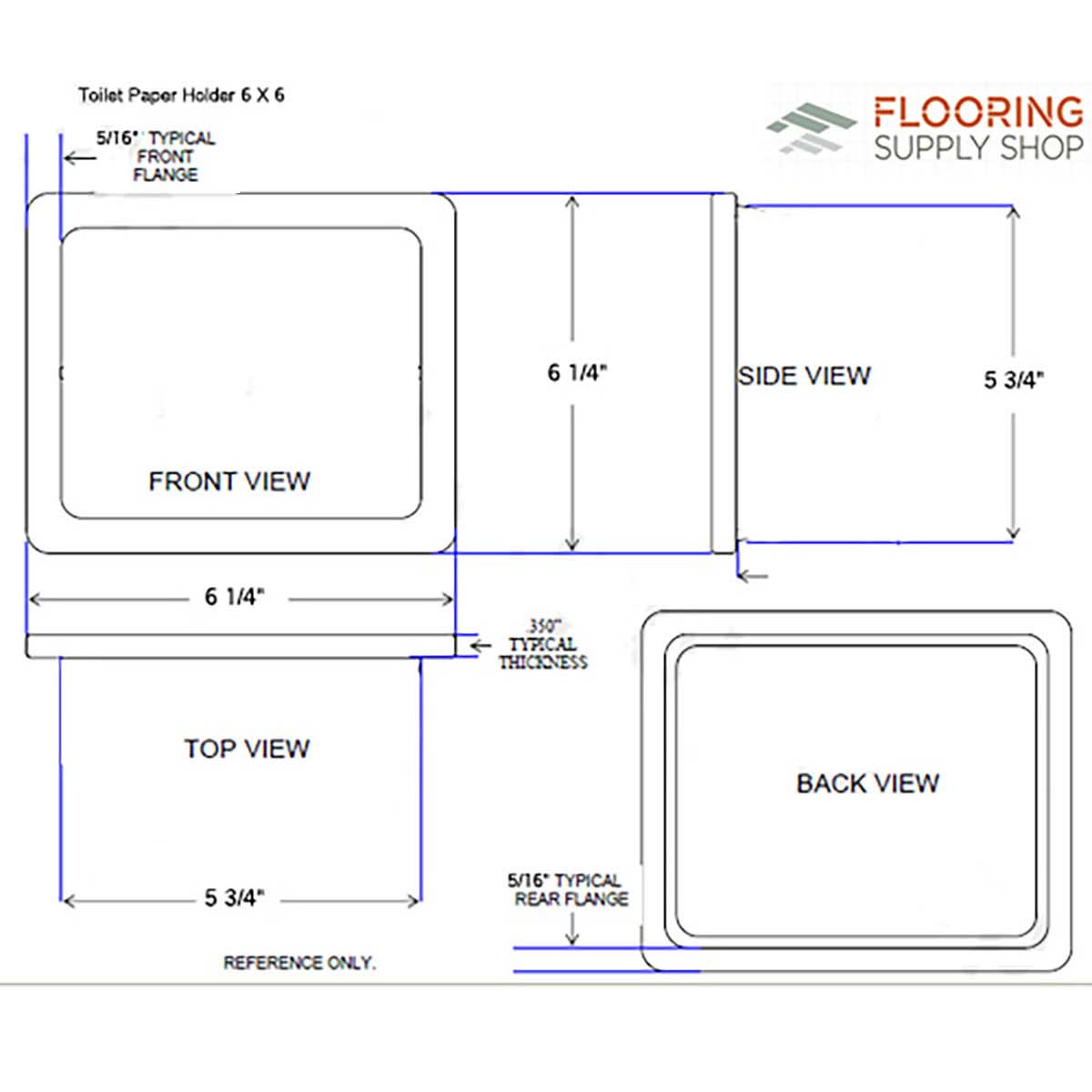 Recessed bathroom accessory installation dimensions and wall opening sketch