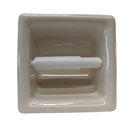 Porcelain Recessed Tissue Holder - Biscuit Glossy