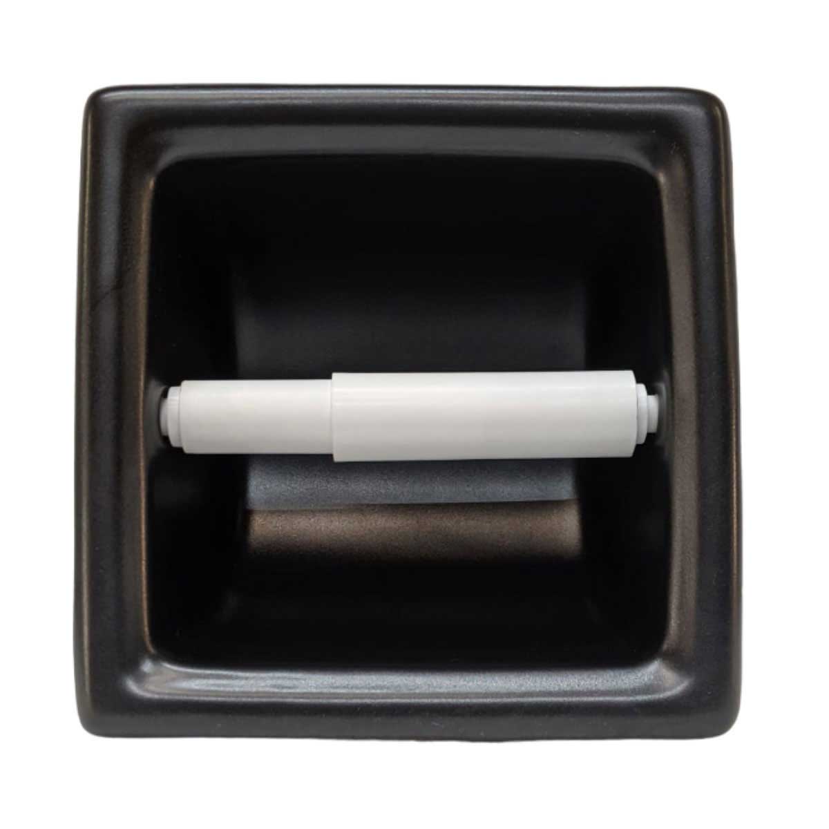 Porcelain Recessed Tissue Holder Black Matte