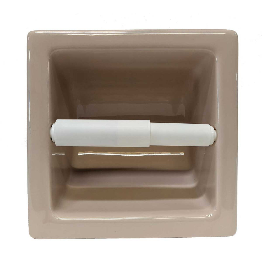 Porcelain Recessed Tissue Holder Parchment Glossy