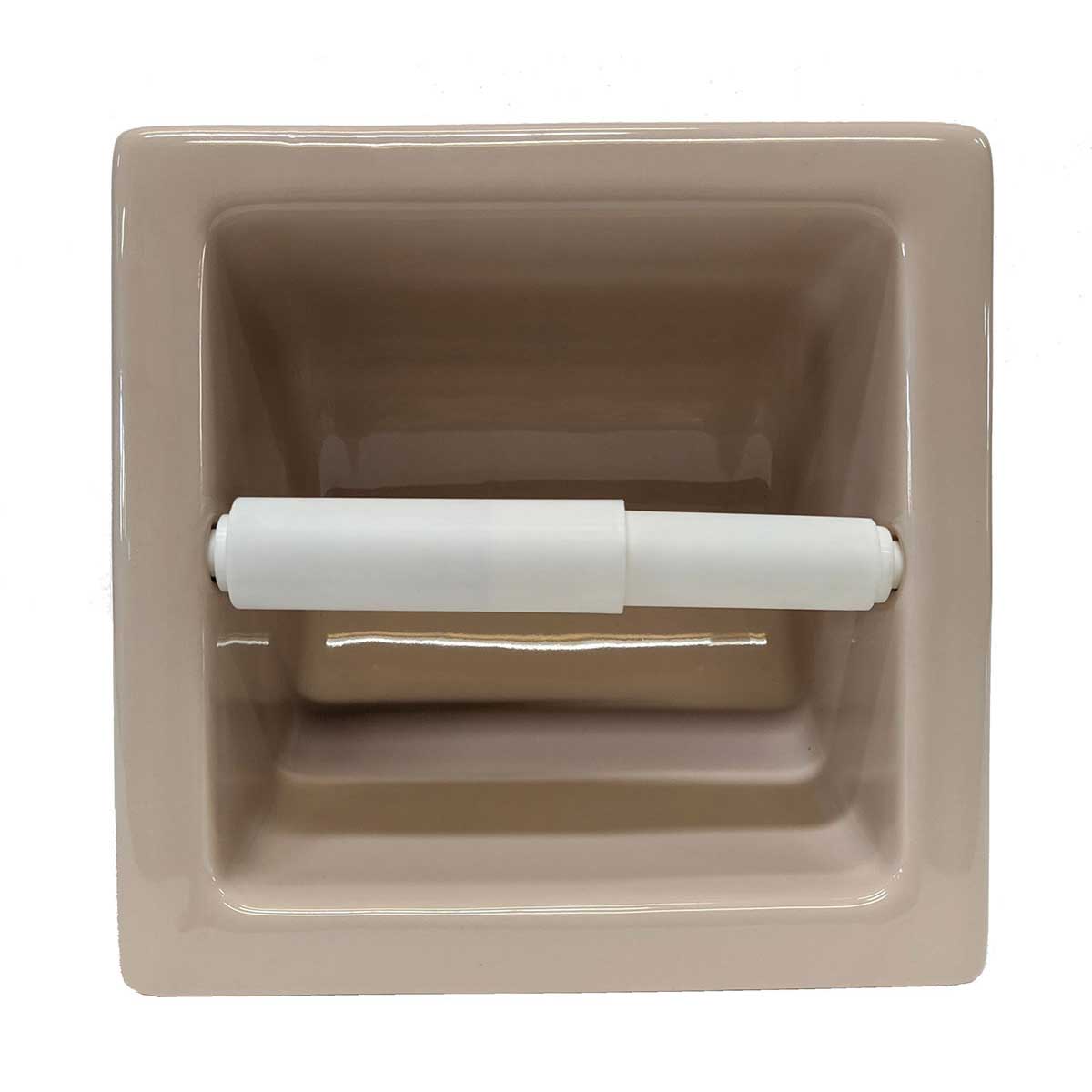 Porcelain Recessed Tissue Holder Parchment Glossy