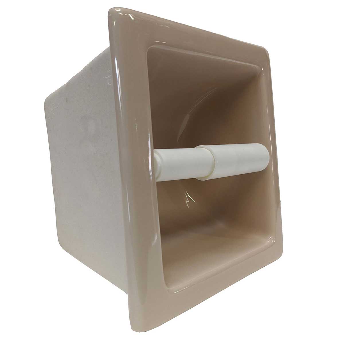 Porcelain Recessed Tissue Holder Parchment Glossy
