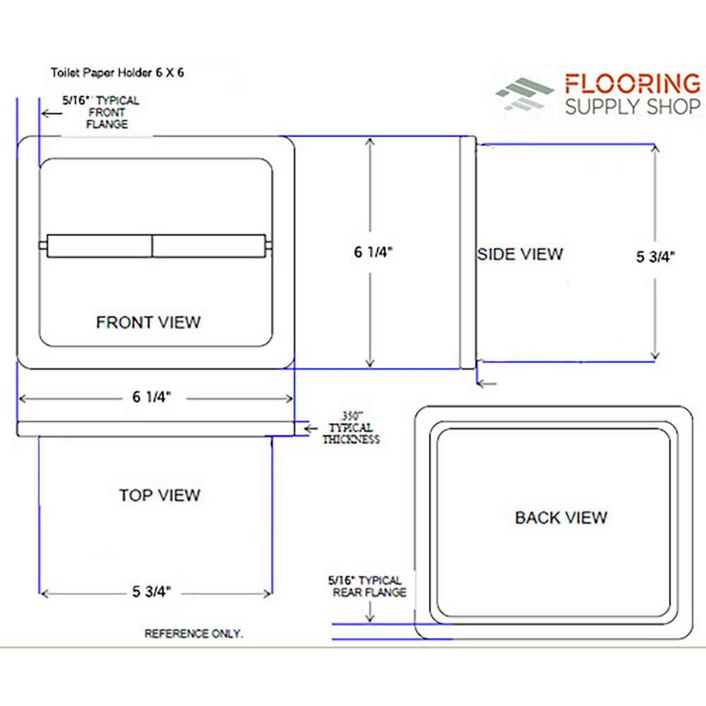 Porcelain Recessed Tissue Holder - Biscuit Glossy Sketch