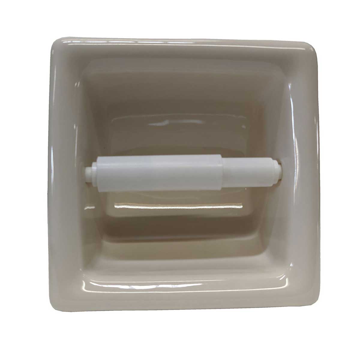 Porcelain Recessed Tissue Holder - Biscuit Glossy