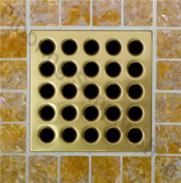 Square Shower Drain Grates Satin Gold PVD