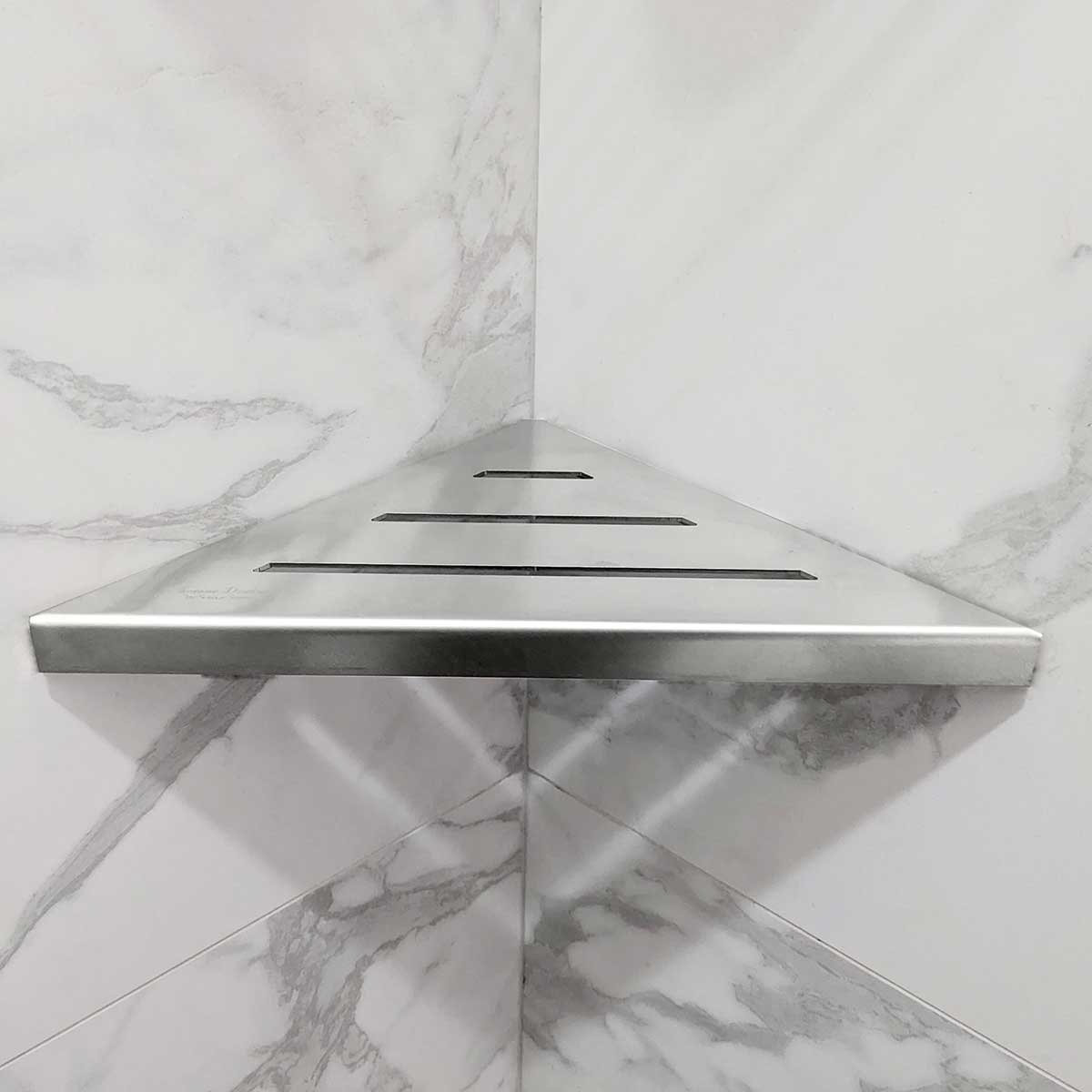 SereneDrains Triangle Brushed Stainless Steel Triangle Shower Shelf Contemporary Bathroom