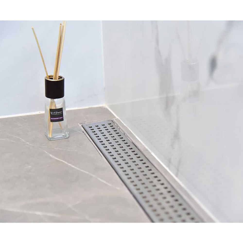 SereneDrains Linear Shower Drain Traditional Square - Brushed 39