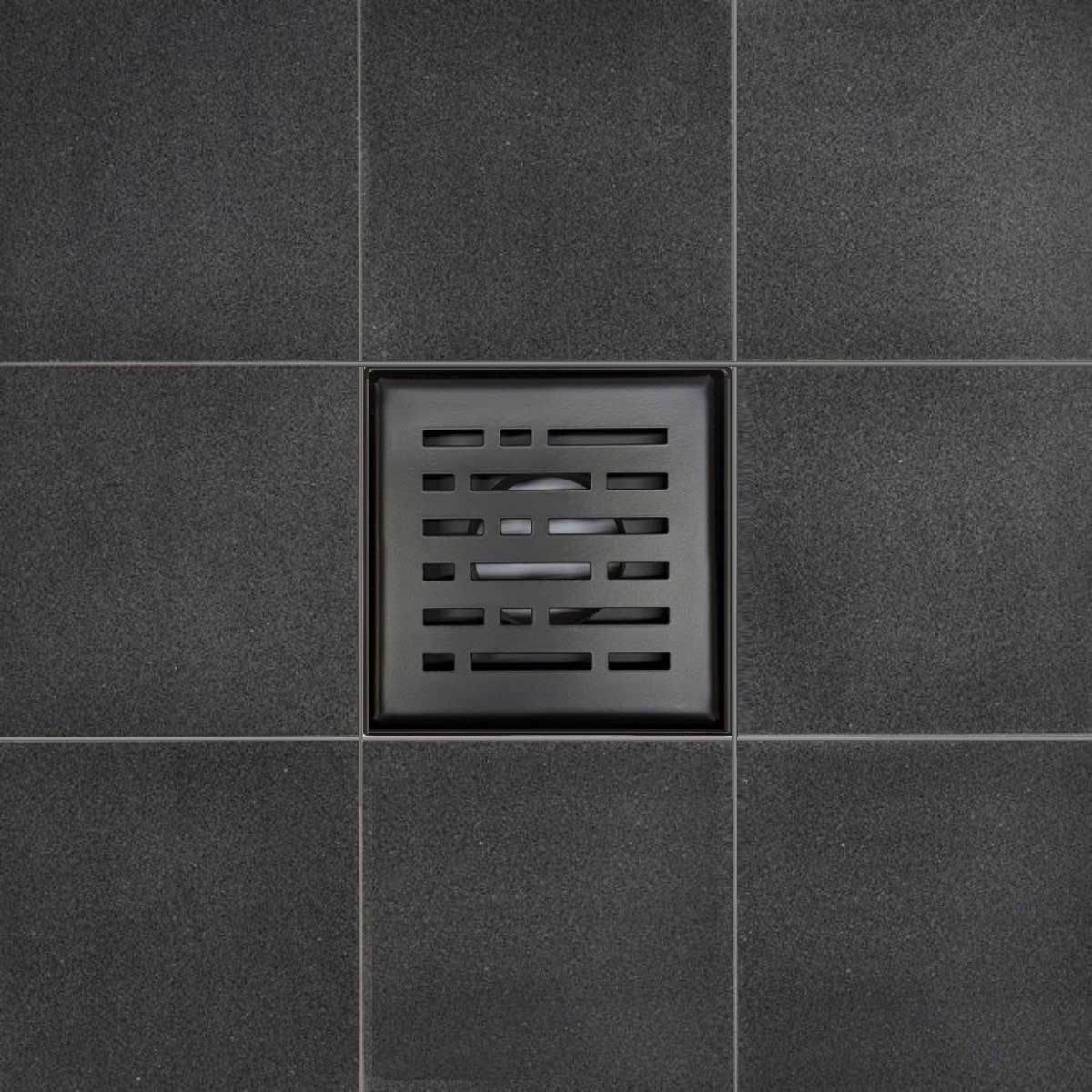 SereneDrains Square Shower Drain Broken Lane 4 Matte Black