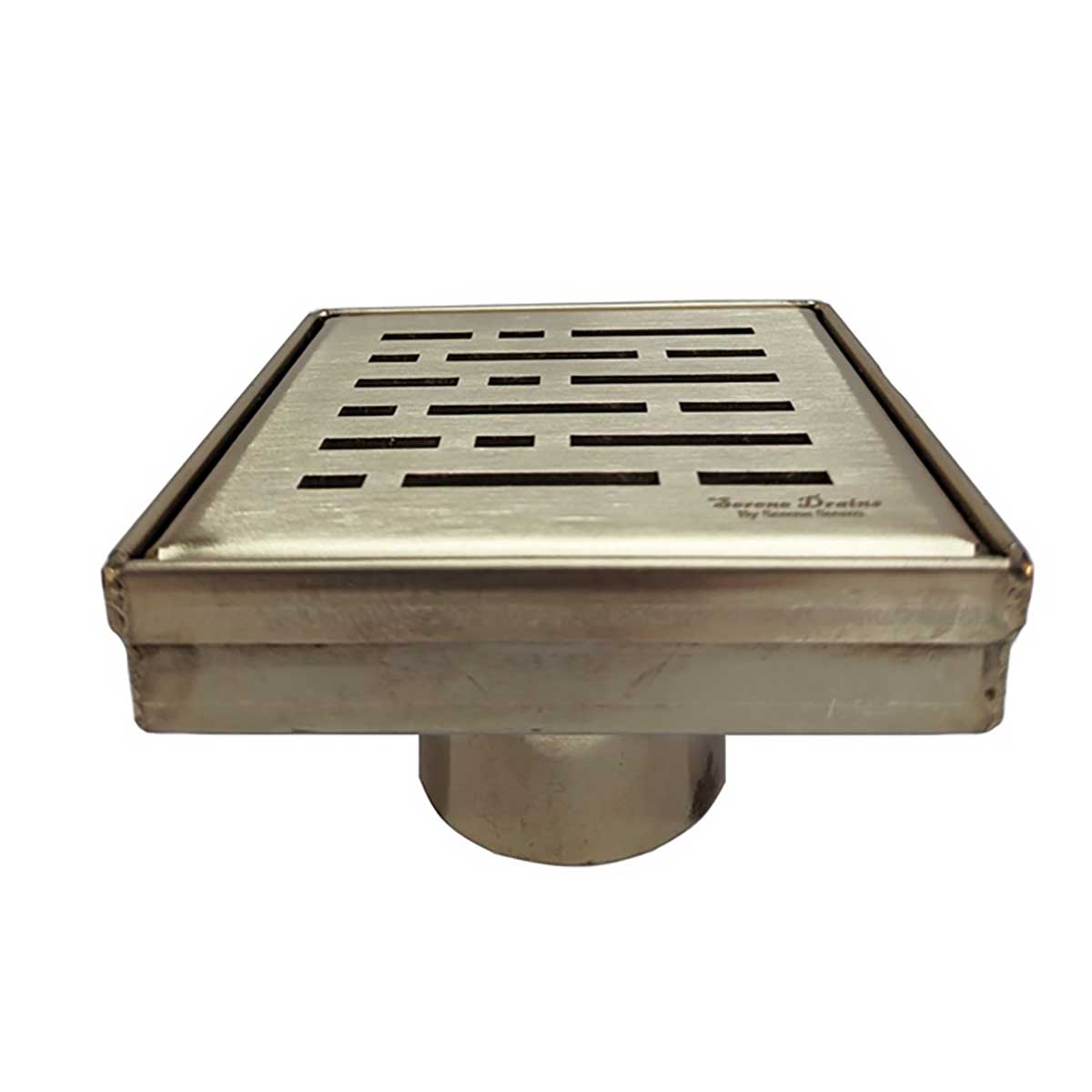 SereneDrains Square Shower Drain Broken Lane 4 Satin Gold