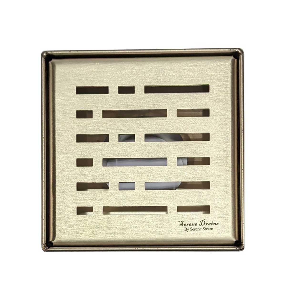 SereneDrains Square Shower Drain Broken Lane 4 Satin Gold