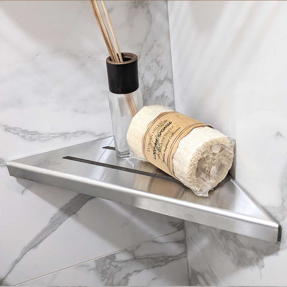 SereneDrains Triangle Shelf Stainless Steel Brushed Stainless 9