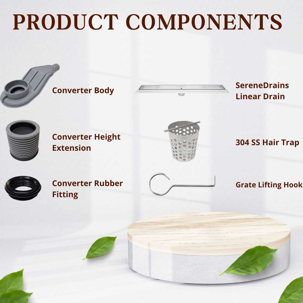 SereneDrains Wow Drain TM Side Discharge Outlet with 5 Inch Tile Insert Square Shower Drain Horizontal Low Profile