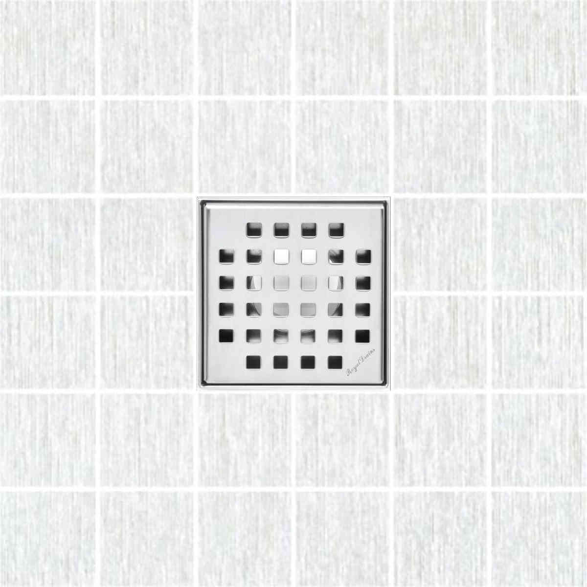 Serene Drains Traditional Square Shower Drain Polished 4 Inch