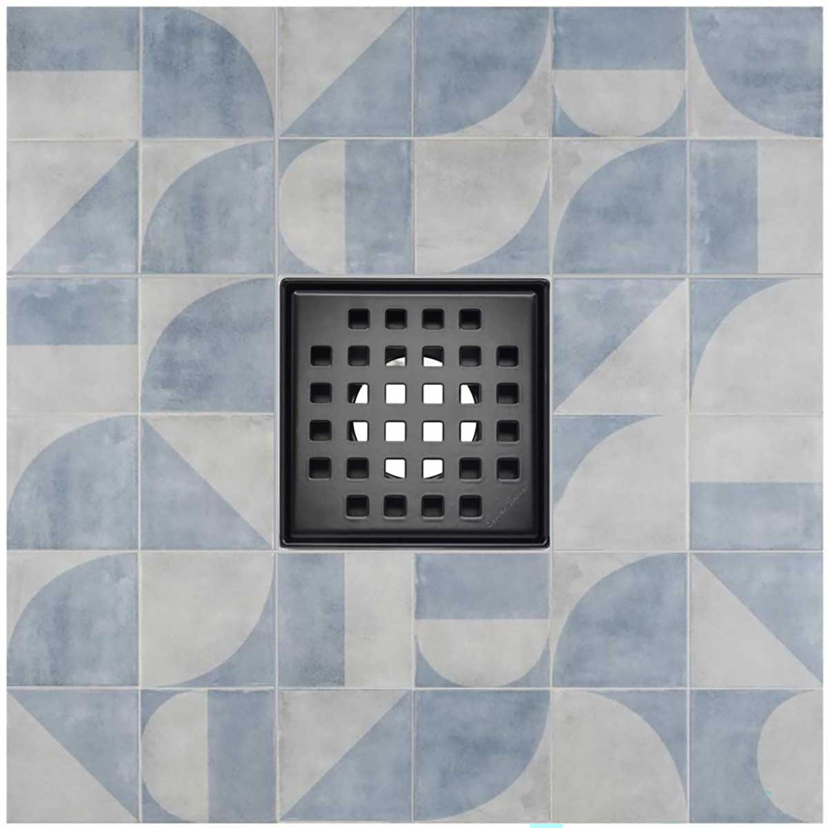 SereneDrains Square Shower Drain Traditional Square 4 Black