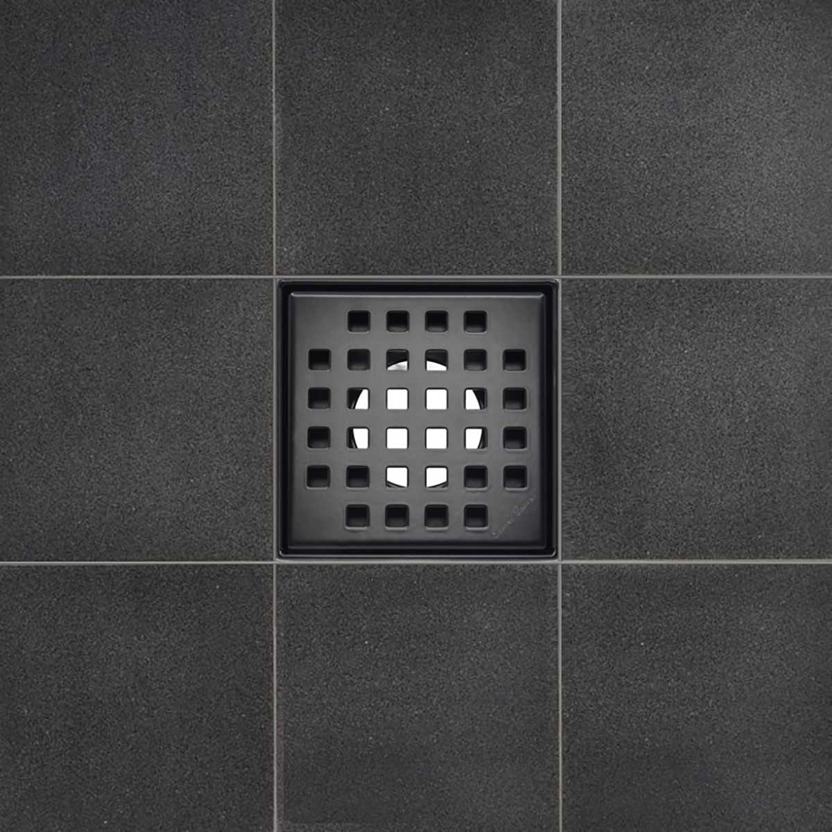 SereneDrains Square Shower Drain Traditional Square 4 Black