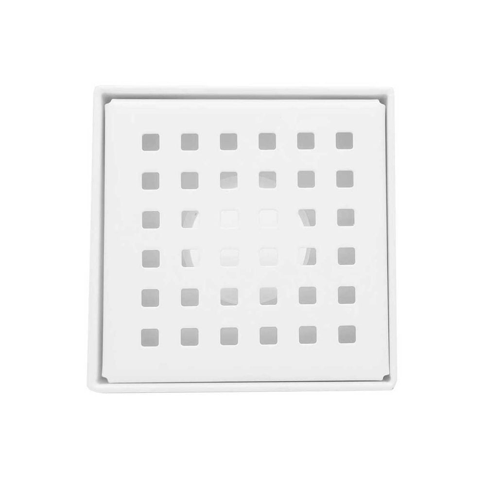 SereneDrains Square Shower Drain Traditional Square 4 White