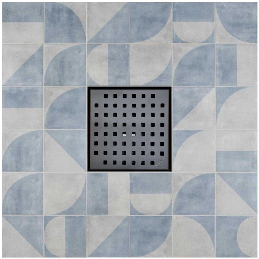 Decorative tile pattern with a central drain cover