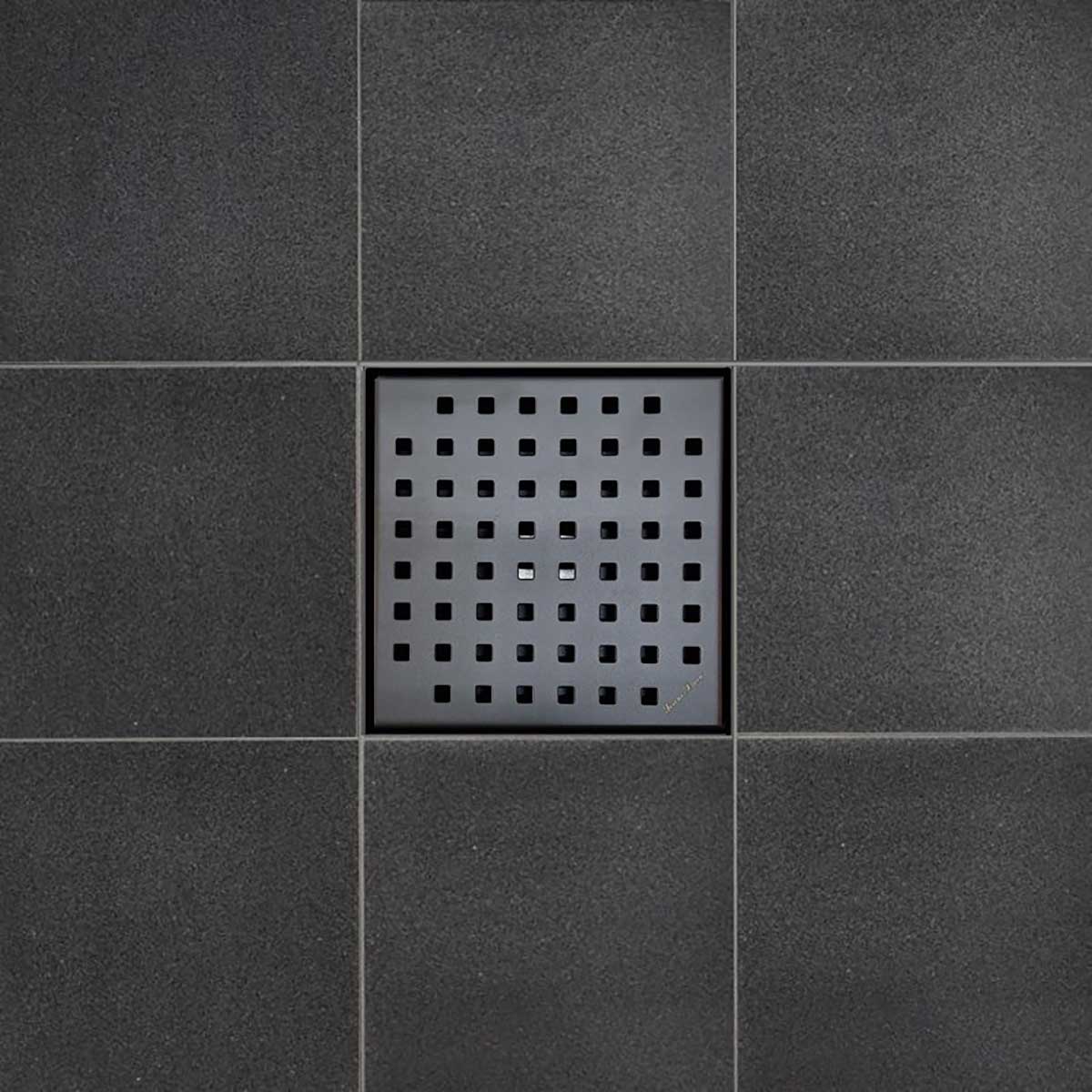 SereneDrains Square Shower Drain Broken Lane Matte Black 6