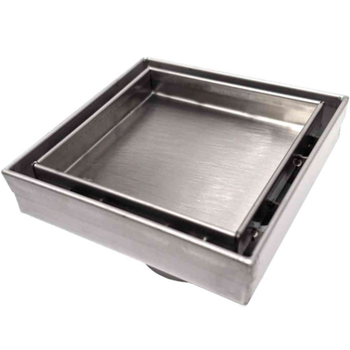 Serene Drains Square Shower Drain Tile Insert Brushed 4 Inch