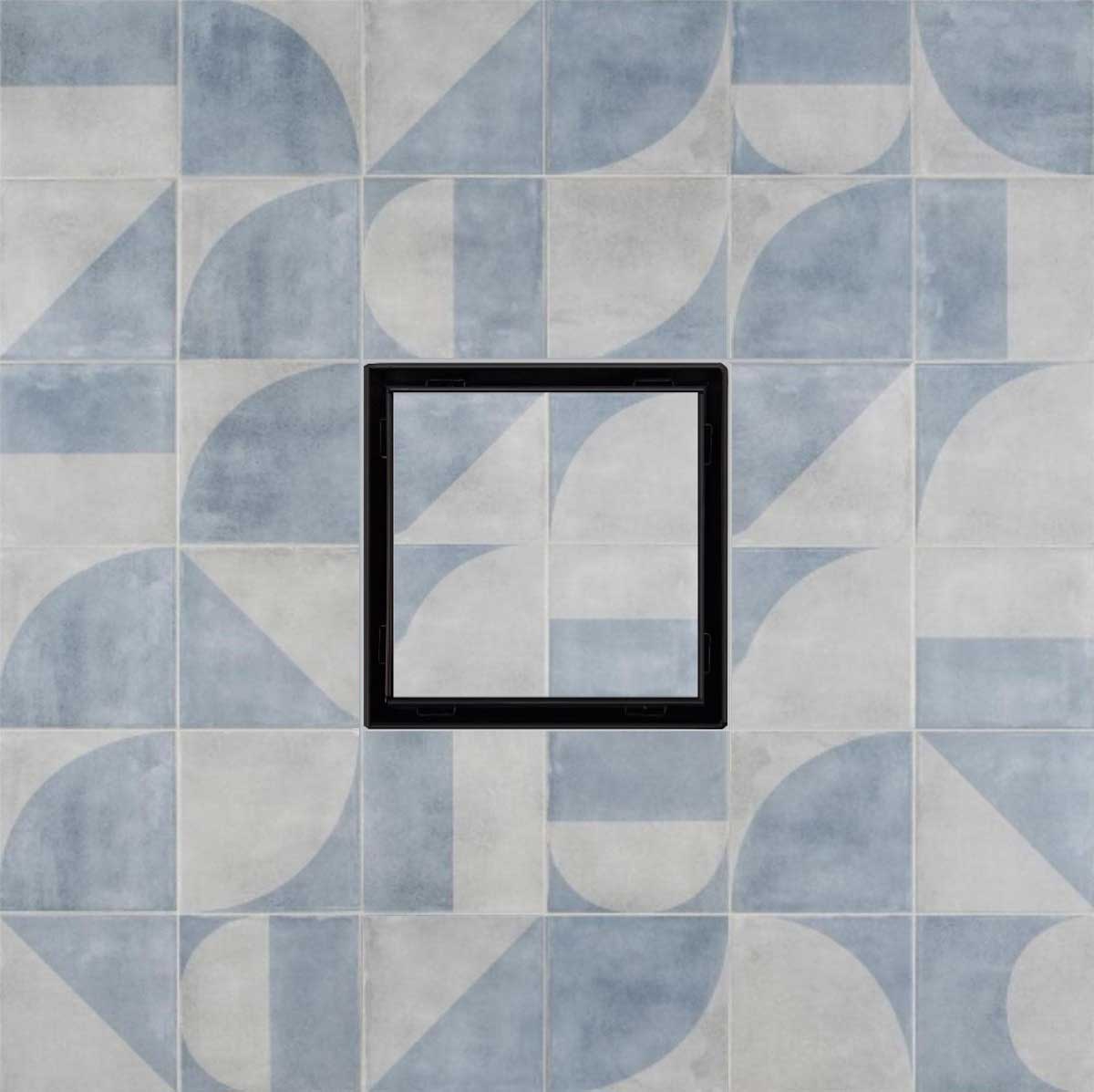 SereneDrains Square Shower Drain Kit with Base - Tile Insert - Matte Black - 5 Inch