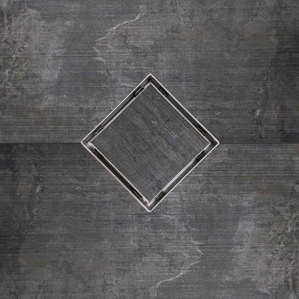 SereneDrains Square Shower Drain Tile Insert Brushed Stainless 4