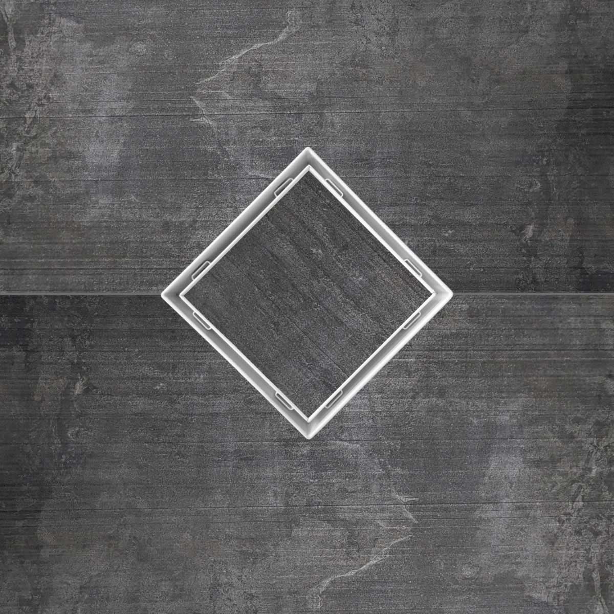 SereneDrains Square Shower Drain Kit with Base - Tile Insert - Matte White - 5 Inch