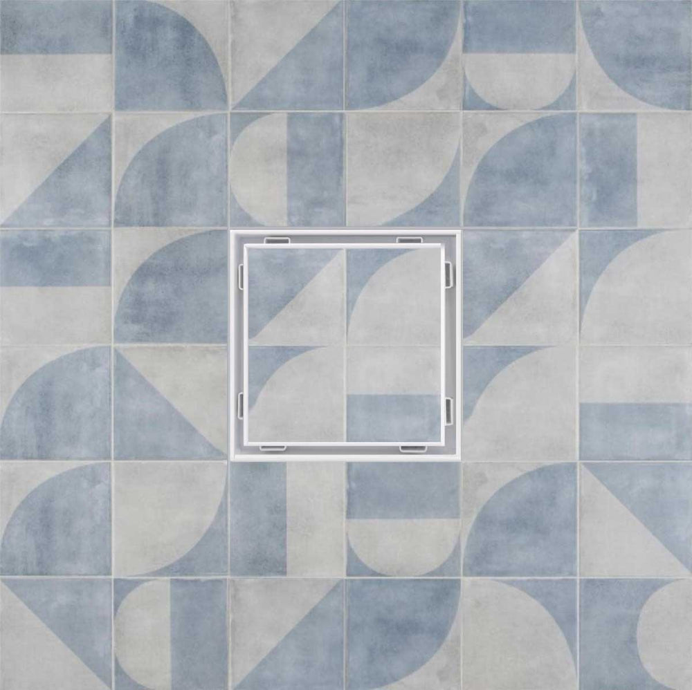 SereneDrains Wow Drain TM Side Discharge Outlet with 5 Inch Tile Insert Square Shower Drain Horizontal Low Profile