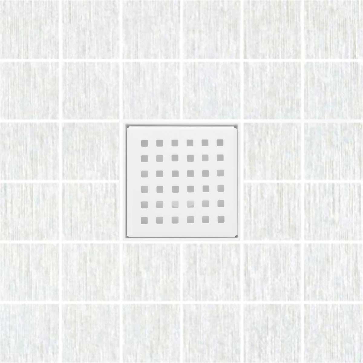 SereneDrains Square Shower Drain Kit with Base - Traditional Square - Matte White - 4 Inch