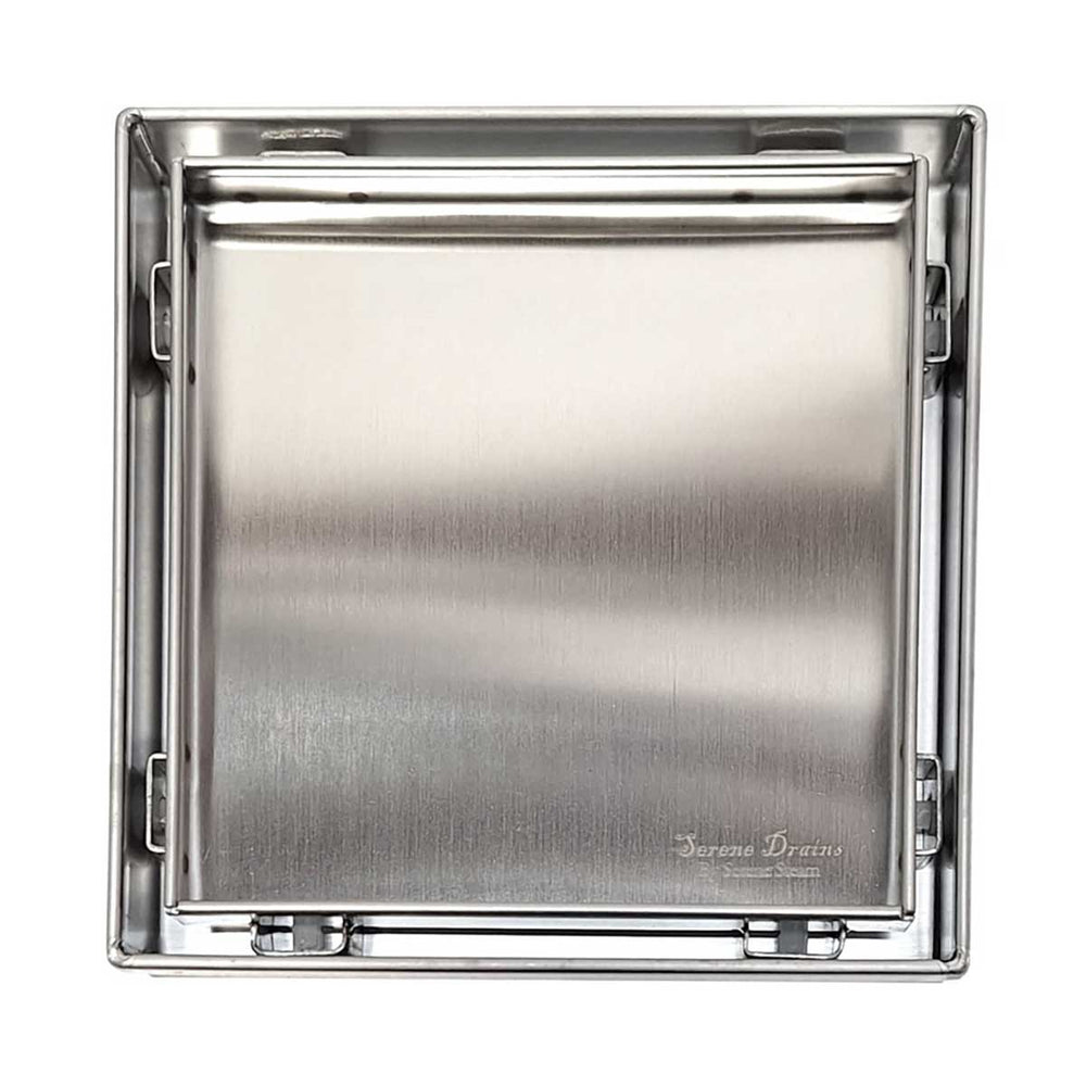 SereneDrains Square Shower Drain Tile Insert Brushed Stainless 5