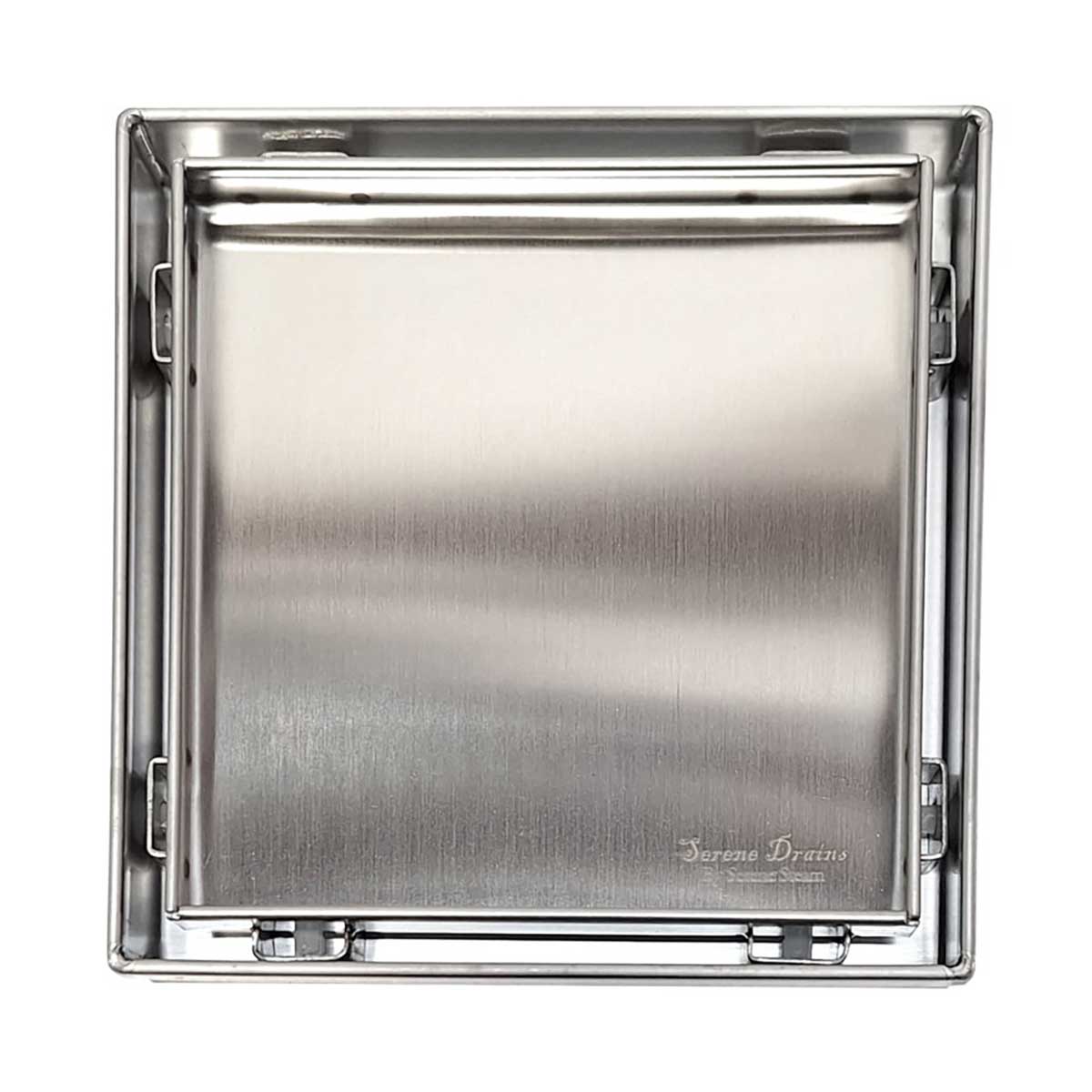 SereneDrains Square Shower Drain Tile Insert Brushed Stainless 5