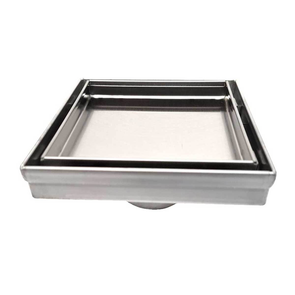SereneDrains Square Shower Drain Tile Insert Brushed Stainless 5