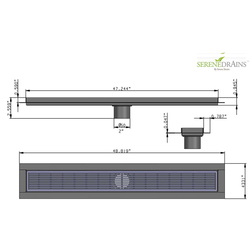 SereneDrains Linear Shower Drain Linear Wedge - Brushed 47