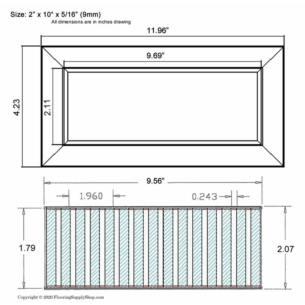 Chameleon Tile Vent Registers 2 and quarter x 10