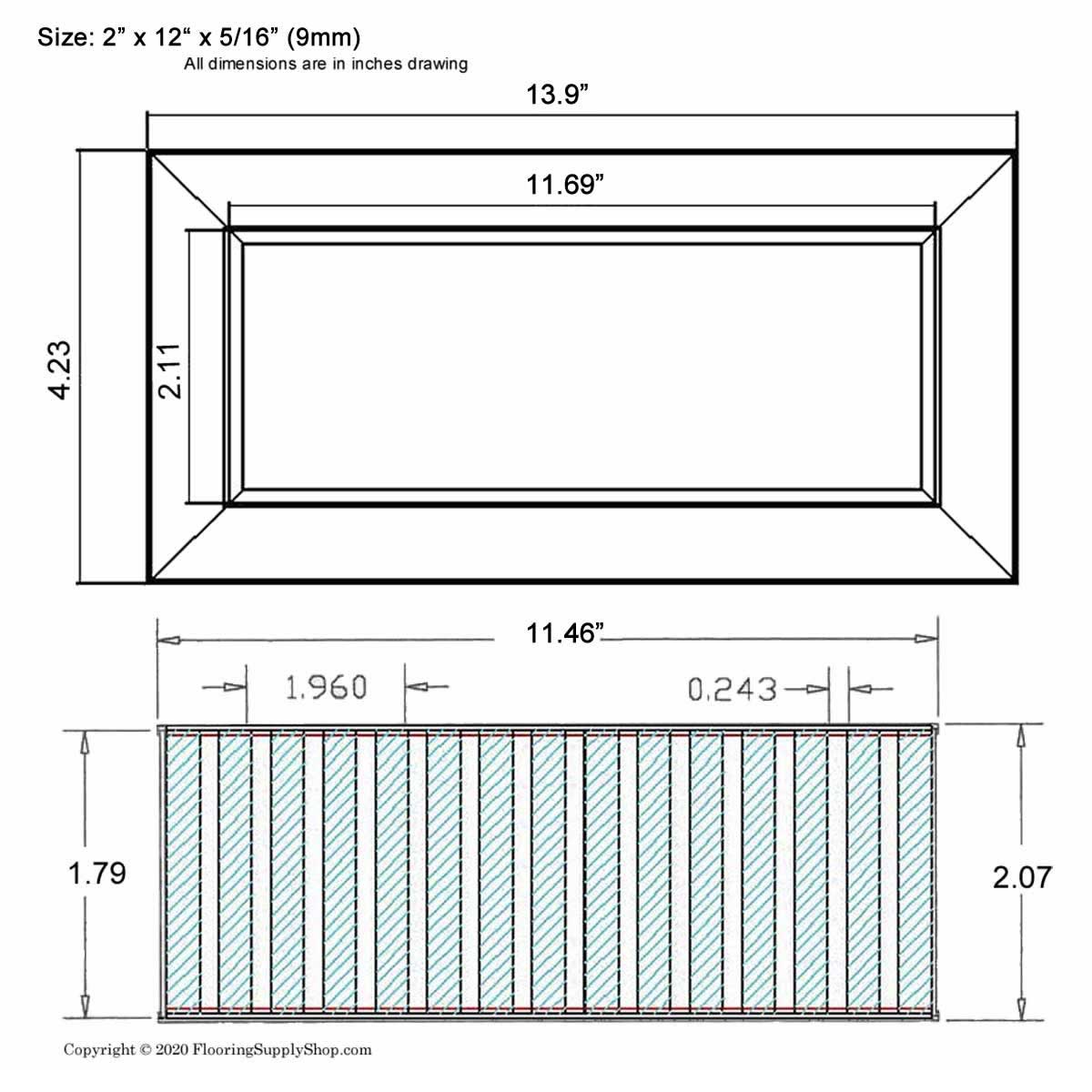 Chameleon Tile Vent Registers 2 and quarter x 12