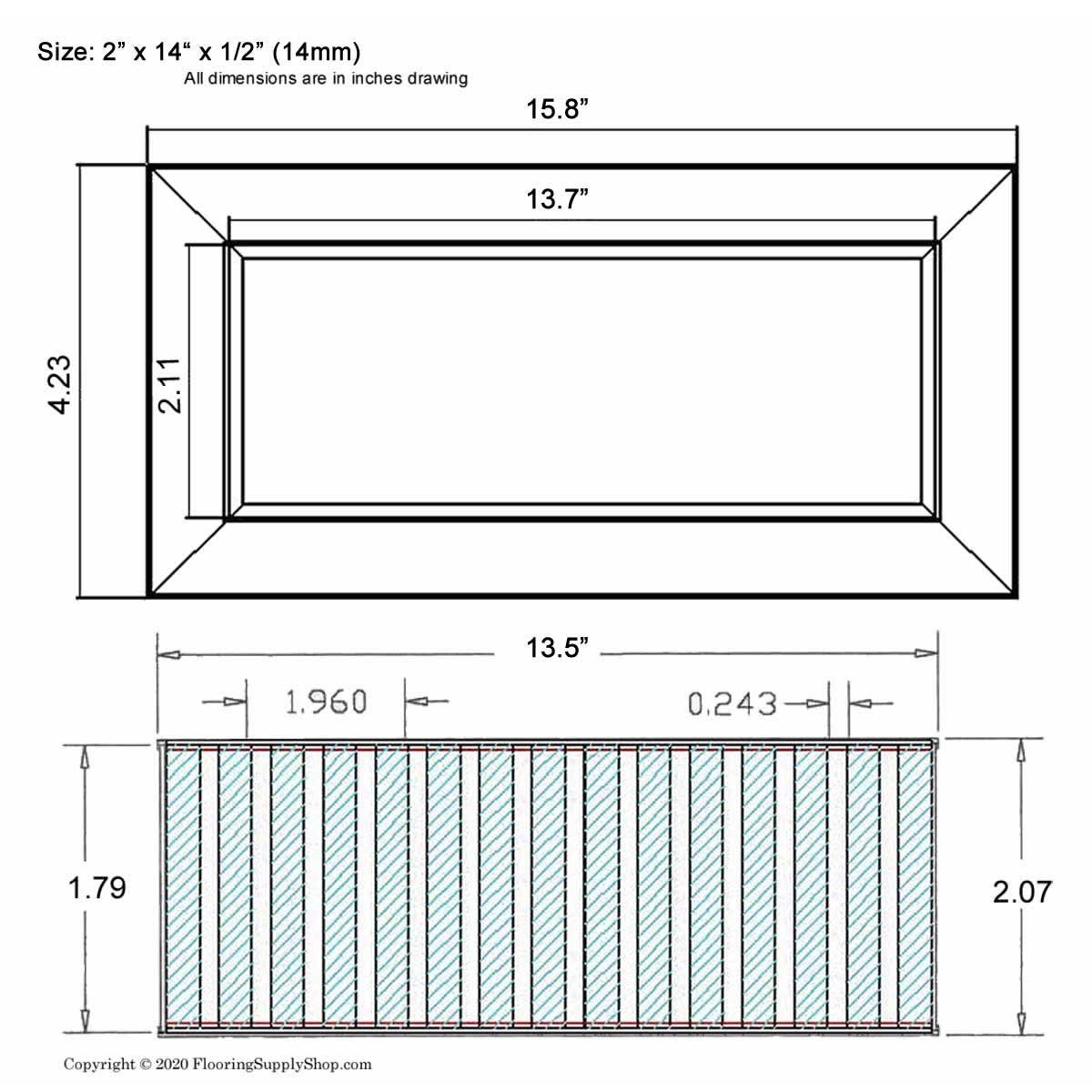 Chameleon Tile Vent Registers 2 and quarter x 14