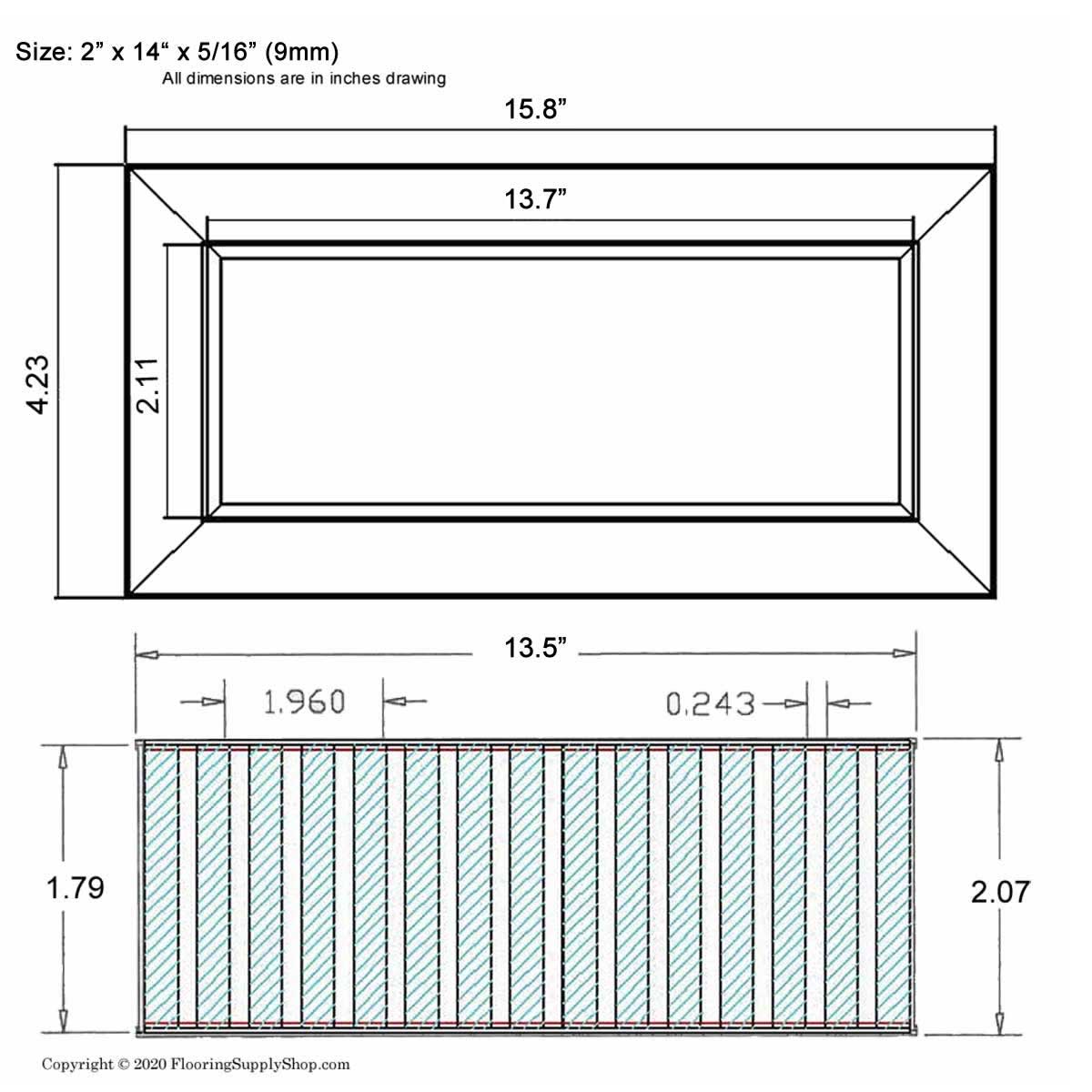 Chameleon Tile Vent Registers 2 and quarter x 14
