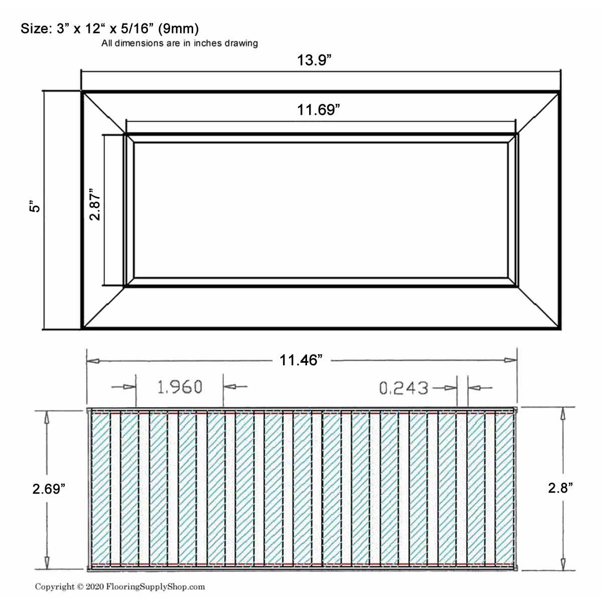 Chameleon Tile Vent Registers 3 x 12