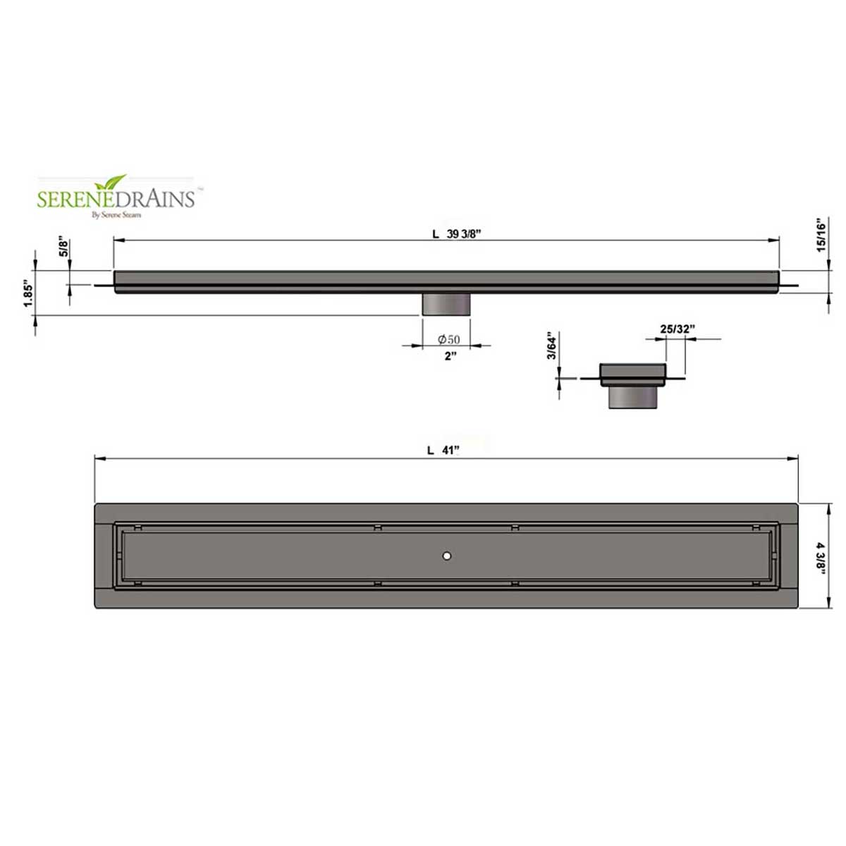 SereneDrains Linear Shower Drain Tile Insert Matte White 39