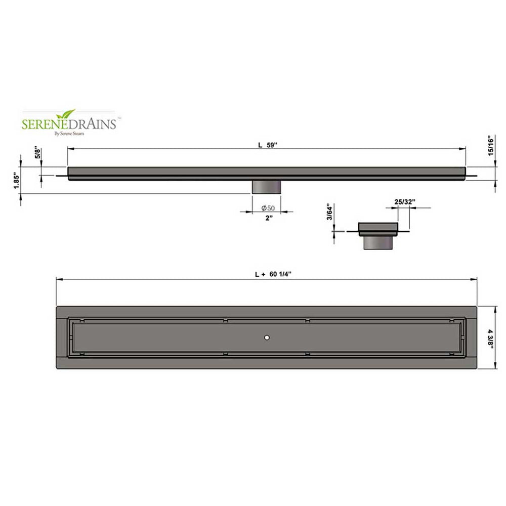 SereneDrains Linear Shower Drain Tile Insert Satin Gold 59