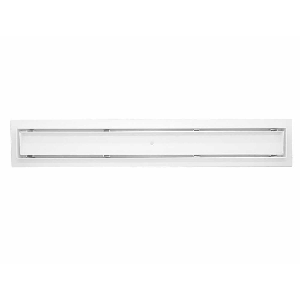 Rectangular white light fixture on a white background