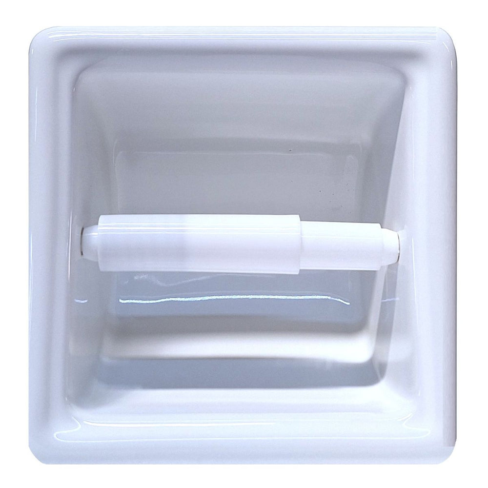 SereneDrains Ceramic Recessed Toilet Paper Holder White Glossy