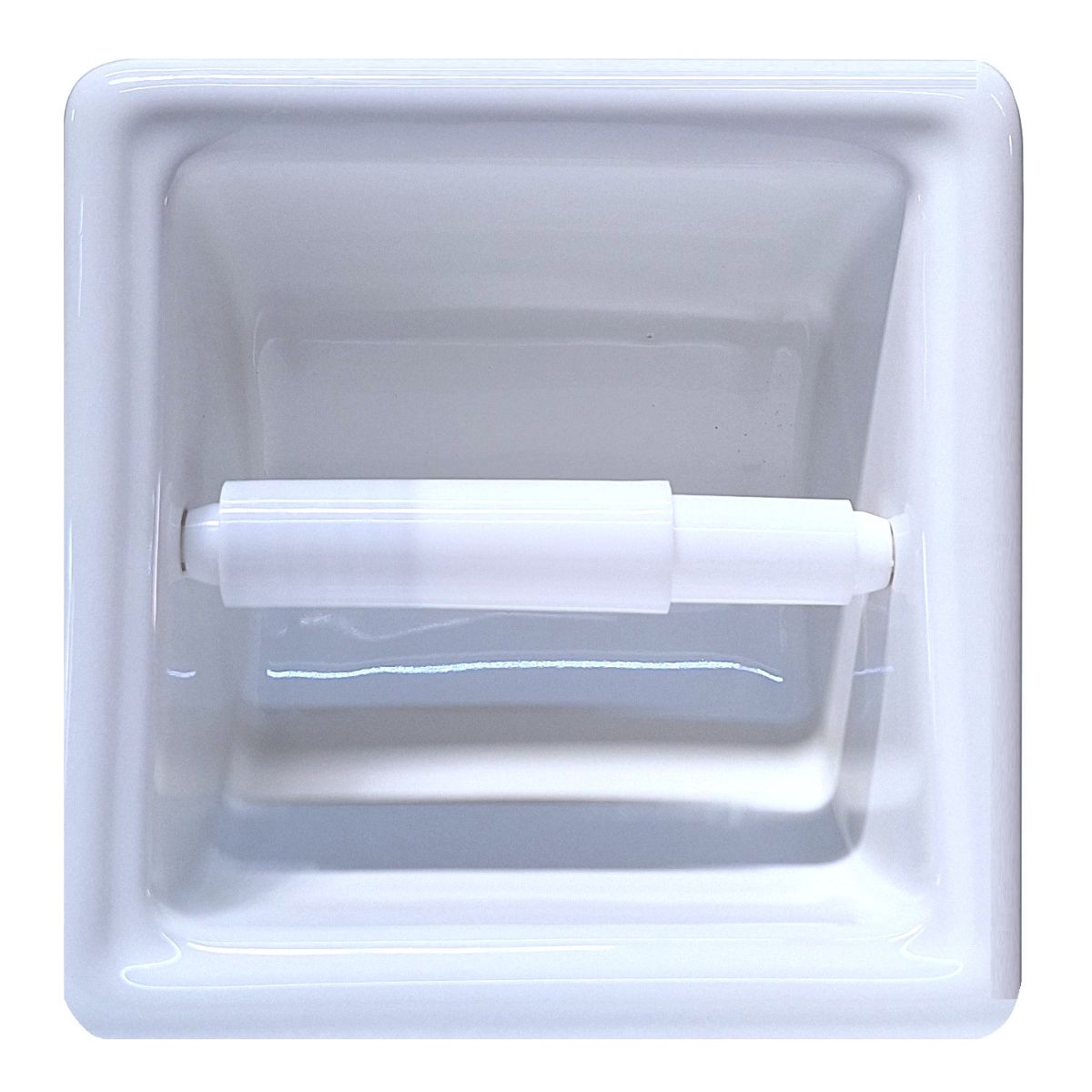 SereneDrains Ceramic Recessed Toilet Paper Holder White Glossy