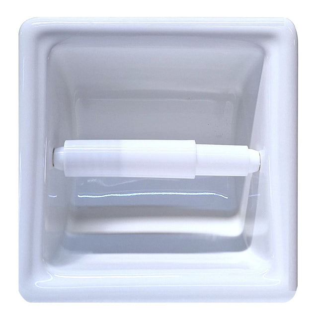 SereneDrains Ceramic Recessed Toilet Paper Holder White Glossy